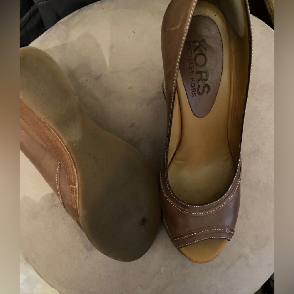 MICHAEL KORS Wedge Platform Sandals Brown Size 6 - Picture 4 of 4